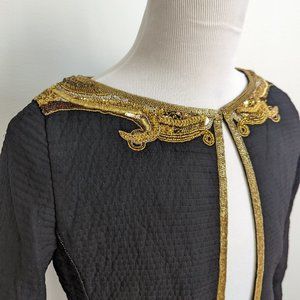 vintage embroidered black jacket gold embroidery hand made golden jeet